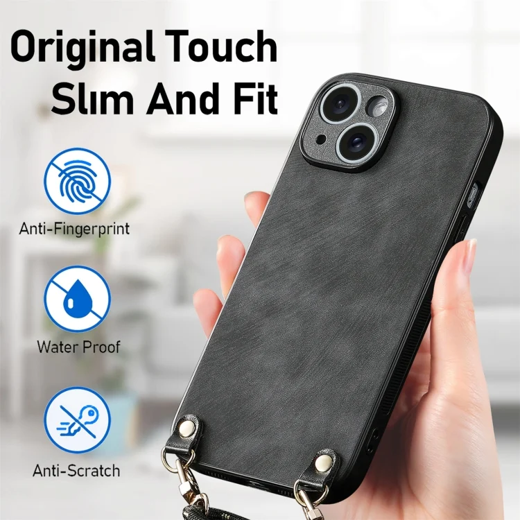 SYA002714130A_4.webp Vintage Leather PC Back Cover Phone Case with Crossbody Strap, For iPhone 6 / 6s - Image 6