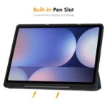 ENKAY Tri-fold Custer Texture TPU Leather Smart Tablet Case with Pen Slot, For Samsung Galaxy Tab S10 Ultra / S9 Ultra - Image 4
