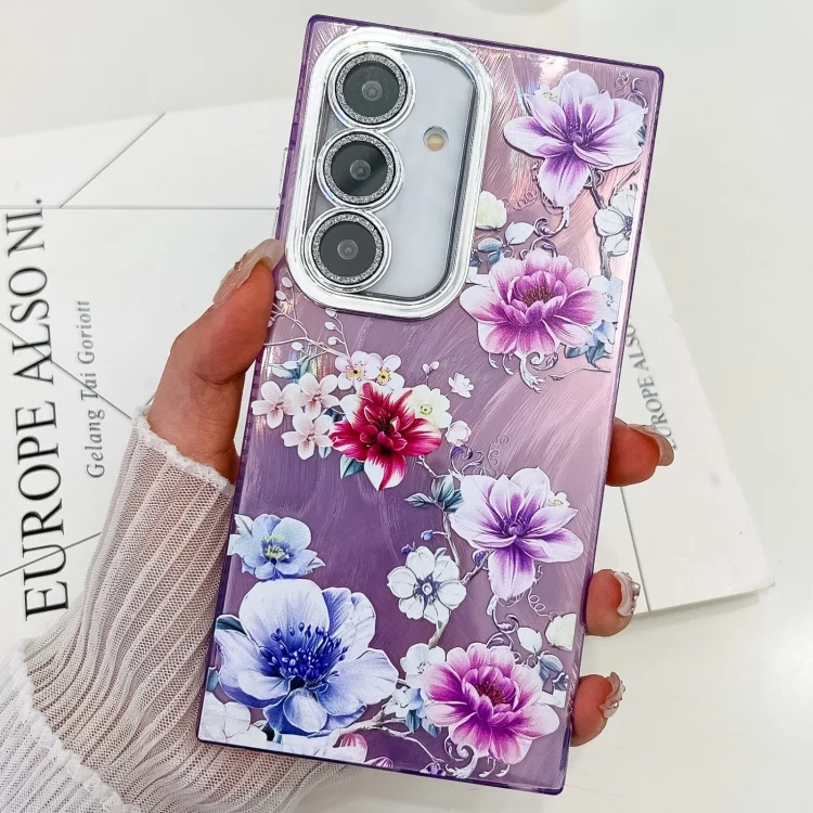 Electroplating Flowers Plants Texture TPU Phone Case, For Samsung Galaxy A35 5G