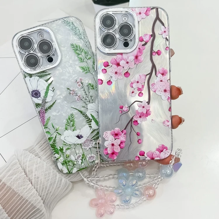 SYA0027433_B1.webp Electroplating Flowers Plants Texture Wristband TPU Phone Case, For iPhone 13 - Image 2
