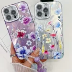 Electroplating Flowers Plants Texture Wristband TPU Phone Case, For iPhone 13 - Image 3
