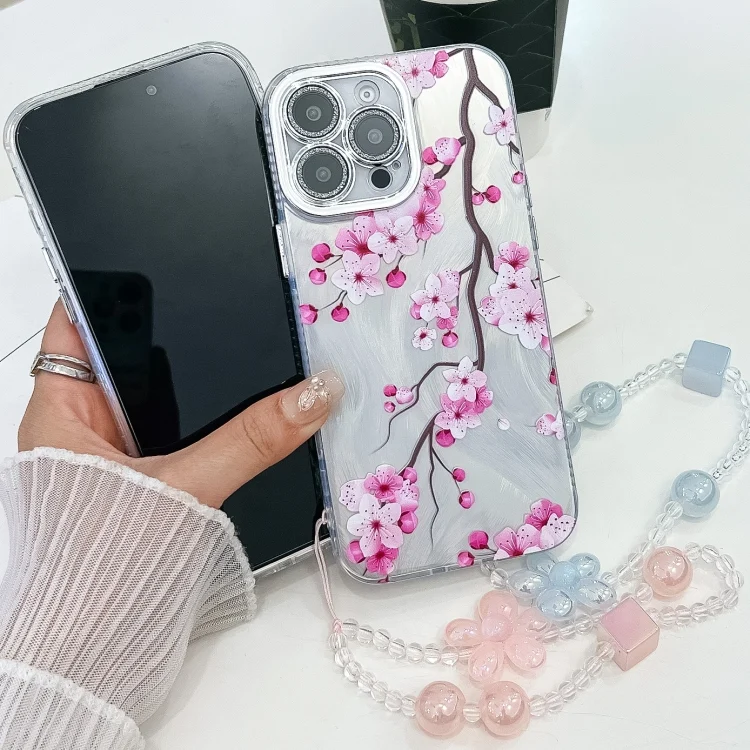 SYA0027433_B3.webp Electroplating Flowers Plants Texture Wristband TPU Phone Case, For iPhone 13 - Image 4