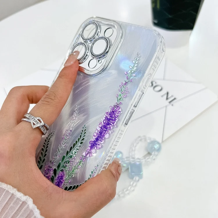 SYA0027433_B4.webp Electroplating Flowers Plants Texture Wristband TPU Phone Case, For iPhone 13 - Image 5