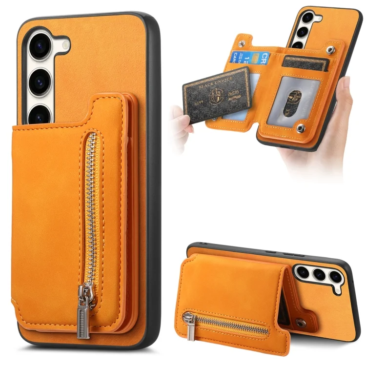 Retro MagSafe Zipper Wallet Card Bag Back Phone Case, For Samsung Galaxy S23 5G, For Samsung Galaxy A16