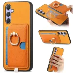 Retro Cross Leather Ring Side Insert Card Bag MagSafe Phone Case, For Samsung Galaxy S25 5G, For Samsung Galaxy S25+ 5G