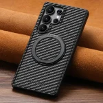 Suteni G3 Carbon Fiber Leather 360 Rotation Holder MagSafe Phone Case, For Samsung Galaxy S25 5G, For Samsung Galaxy S25+ 5G, For Samsung Galaxy S25 Ultra 5G, For Samsung Galaxy S24 Ultra 5G... - Image 4