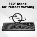 Suteni G3 Carbon Fiber Leather 360 Rotation Holder MagSafe Phone Case, For Samsung Galaxy S25 5G, For Samsung Galaxy S25+ 5G, For Samsung Galaxy S25 Ultra 5G, For Samsung Galaxy S24 Ultra 5G... - Image 5