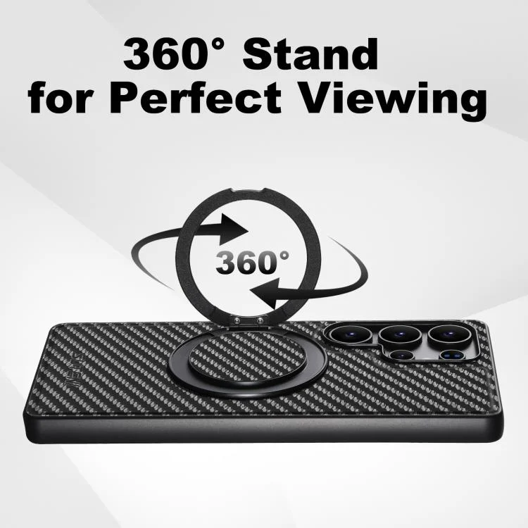 SYA002805106A_2.webp Suteni G3 Carbon Fiber Leather 360 Rotation Holder MagSafe Phone Case, For Samsung Galaxy S25 5G, For Samsung Galaxy S25+ 5G, For Samsung Galaxy S25 Ultra 5G, For Samsung Galaxy S24 Ultra 5G... - Image 5