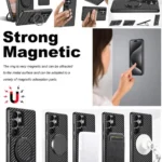 Suteni G3 Carbon Fiber Leather 360 Rotation Holder MagSafe Phone Case, For Samsung Galaxy S25 5G, For Samsung Galaxy S25+ 5G, For Samsung Galaxy S25 Ultra 5G, For Samsung Galaxy S24 Ultra 5G... - Image 2