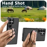 Suteni G3 Carbon Fiber Leather 360 Rotation Holder MagSafe Phone Case, For Samsung Galaxy S25 5G, For Samsung Galaxy S25+ 5G, For Samsung Galaxy S25 Ultra 5G, For Samsung Galaxy S24 Ultra 5G... - Image 3