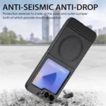 Twill Fabric Leather Skin Magnetic Back Phone Case, For Samsung Galaxy Z Flip3 5G - Image 5