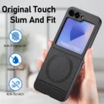 Twill Fabric Leather Skin Magnetic Back Phone Case, For Samsung Galaxy Z Flip3 5G - Image 6