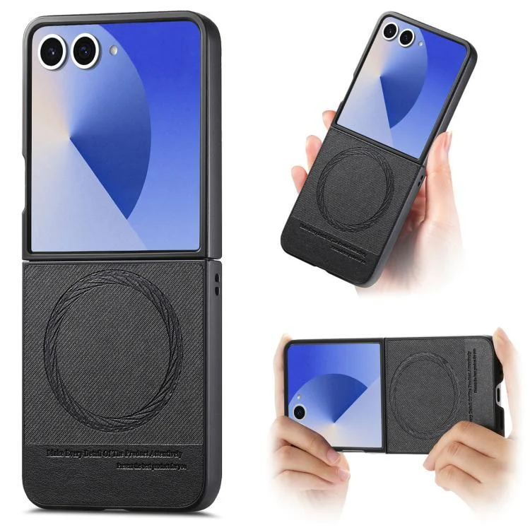 Twill Fabric Leather Skin Magnetic Back Phone Case, For Samsung Galaxy Z Flip7 5G, For Samsung Galaxy Z Flip6 / Flip7 FE