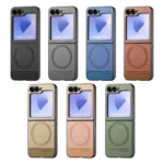 Twill Fabric Leather Skin Magnetic Back Phone Case, For Samsung Galaxy Z Flip3 5G - Image 2