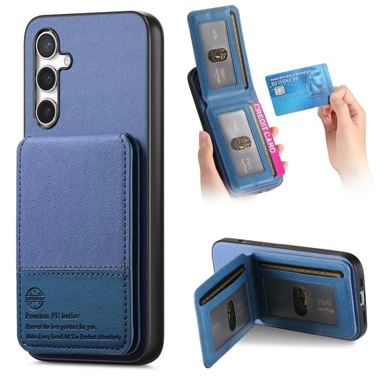 Twill Fabric Leather Vertical Flip RFID Card Bag Phone Case, For Samsung Galaxy A36, For Samsung Galaxy S25+ 5G