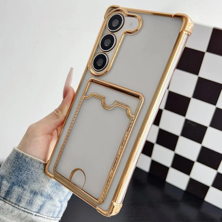 Four-cornered Electroplated Card Bag TPU Phone Case, For Samsung Galaxy S23+ 5G, For Samsung Galaxy S23 5G