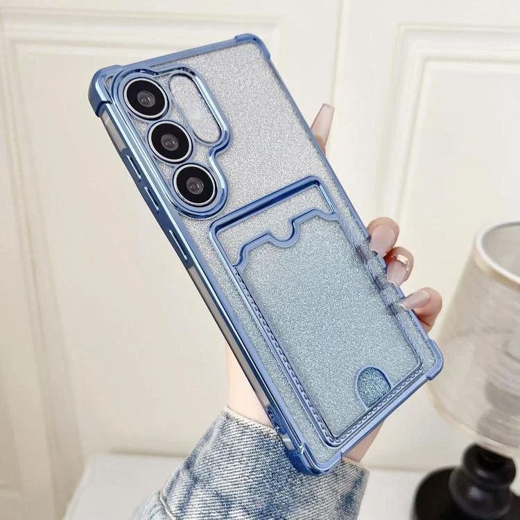 Gradient Glitter Plating TPU Phone Case with Card Slot, For Samsung Galaxy S25 5G, For Samsung Galaxy S25+ 5G