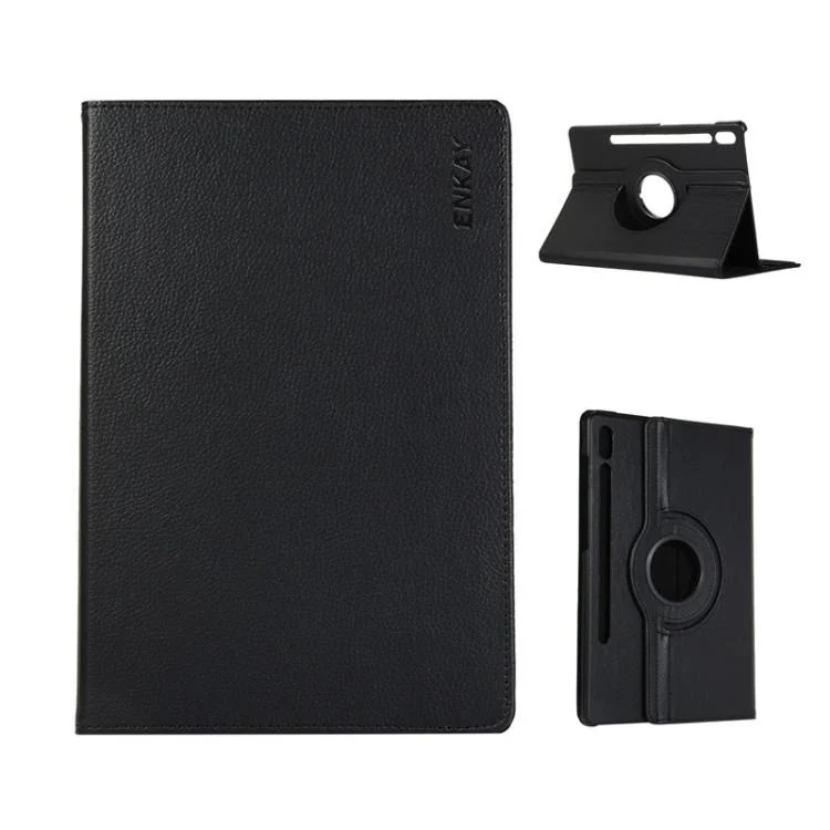 ENKAY 360 Degree Rotation Litchi Leather Smart Tablet Case, For Samsung Galaxy Tab S10 Ultra / S9 Ultra, For Samsung Galaxy Tab S10+ / S9 FE+ / S9+
