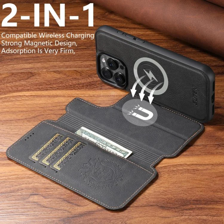 SYA002902410A_4.webp Suteni Q05 2-in-1 Multi-function MagSafe Wallet Litchi Leather Phone Case, For iPhone 14 Pro, For iPhone 14 Pro Max, For iPhone 13 Pro Max, For iPhone 13 Pro, For iPhone 13 - Image 7