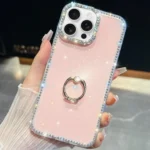 Rhinestone Glitter TPU Ring Holder Anti-fall Phone Case, For iPhone 15 Pro Max, For iPhone 15 Pro, For iPhone 15