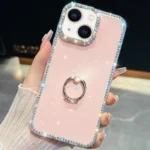 Rhinestone Glitter TPU Ring Holder Anti-fall Phone Case, For iPhone 14, For iPhone 14 Pro, For iPhone 14 Pro Max