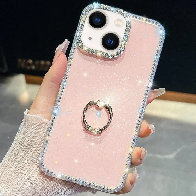 Rhinestone Glitter TPU Ring Holder Anti-fall Phone Case, For iPhone 14, For iPhone 14 Pro, For iPhone 14 Pro Max