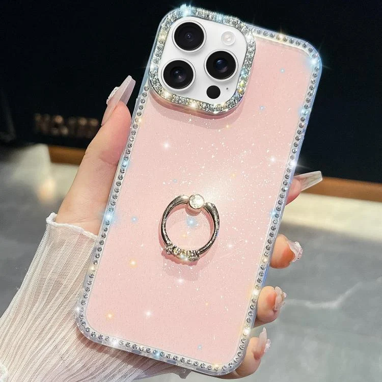 Rhinestone Glitter TPU Ring Holder Anti-fall Phone Case, For iPhone 13 Pro Max, For iPhone 13 Pro, For iPhone 13