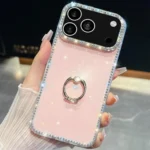 Rhinestone Glitter TPU Ring Holder Anti-fall Phone Case, For iPhone 17 Pro Max, For iPhone 17 Pro, For iPhone 17