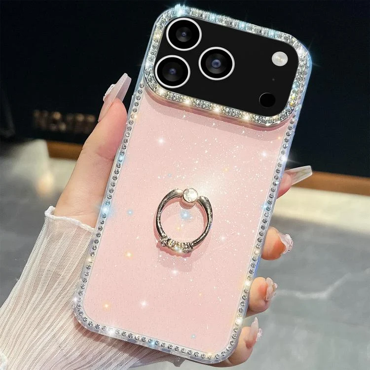 Rhinestone Glitter TPU Ring Holder Anti-fall Phone Case, For iPhone 17 Pro Max, For iPhone 17 Pro, For iPhone 17