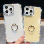 Rhinestone Glitter TPU Ring Holder Anti-fall Phone Case, For iPhone 15 Pro Max, For iPhone 15 Pro, For iPhone 15 - Image 2