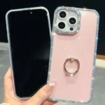 Rhinestone Glitter TPU Ring Holder Anti-fall Phone Case, For iPhone 15 Pro Max, For iPhone 15 Pro, For iPhone 15 - Image 4
