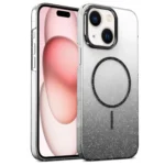 Gold Diamond Glitter Gradient MagSafe Shockproof Phone Case, For iPhone 15, For iPhone 14 Plus, For iPhone 14, For iPhone 14 Pro