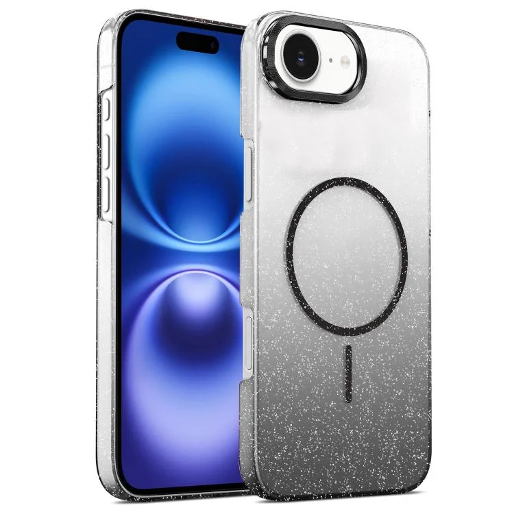 Gold Diamond Glitter Gradient MagSafe Shockproof Phone Case, For iPhone 16, For iPhone 15 Pro Max, For iPhone 15 Pro, For iPhone 15 Plus