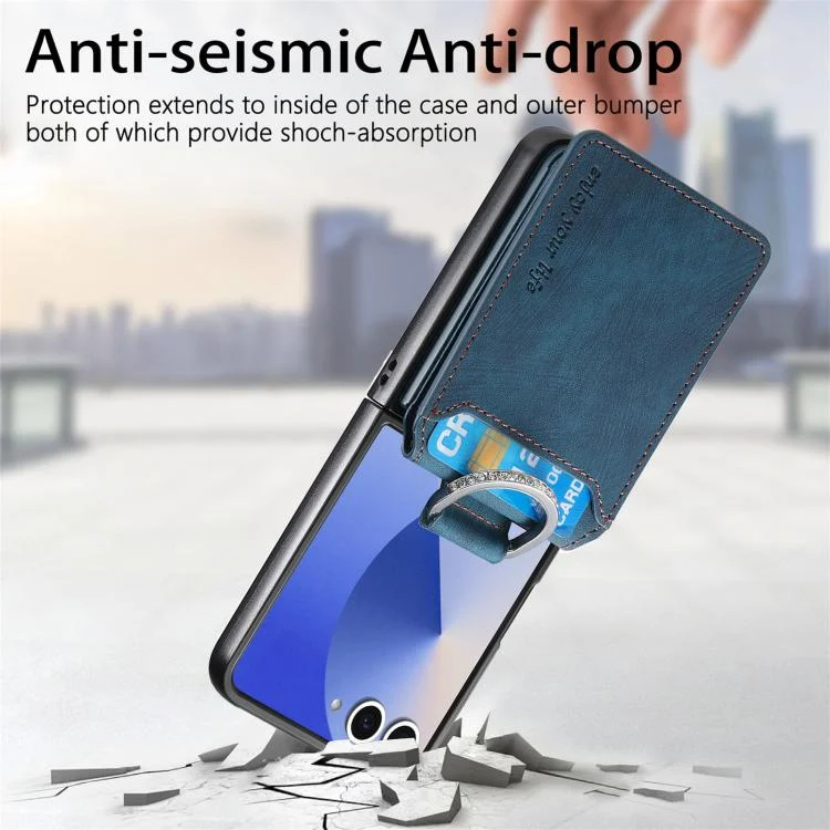 SYA002947703A_3.webp Retro Leather Ring Vertical Flip Wallet Phone Case, For Samsung Galaxy Z Flip7 5G, For Samsung Galaxy Z Flip6 / Flip7 FE, For Samsung Galaxy Z Flip5 5G - Image 5