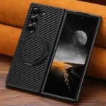 Suteni G3 Carbon Fiber Leather 360 Rotation Holder MagSafe Phone Case, For Samsung Galaxy Z Fold7 5G, For Samsung Galaxy Z Flip7 5G, For Samsung Galaxy Z Flip6 / Flip7 FE, For Samsung Galaxy Z Fold... - Image 2