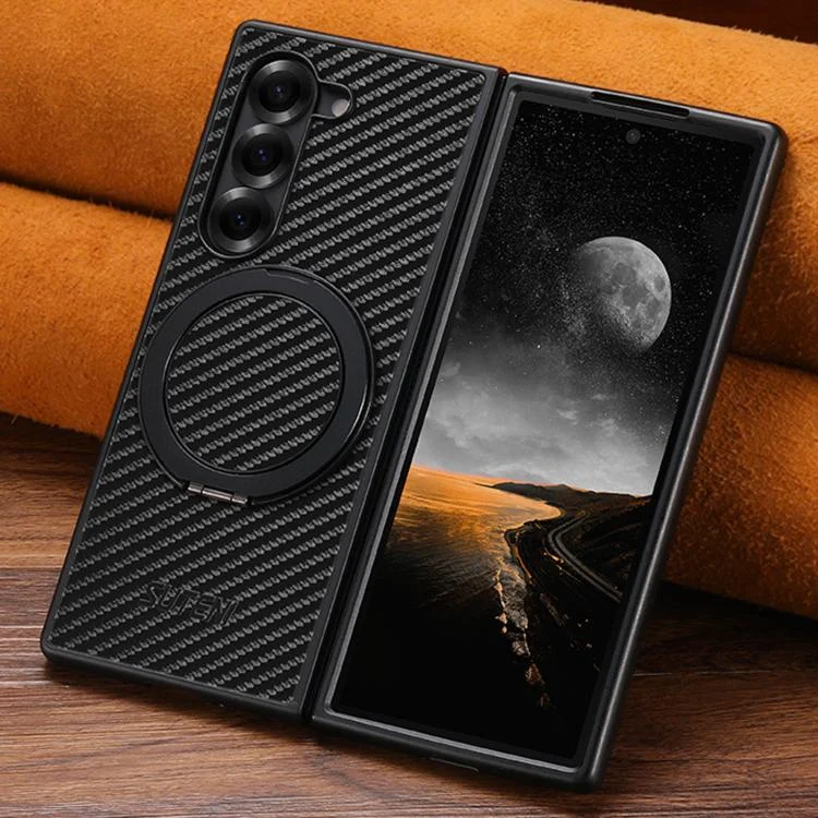 SYA002960301A_1.webp Suteni G3 Carbon Fiber Leather 360 Rotation Holder MagSafe Phone Case, For Samsung Galaxy Z Fold7 5G, For Samsung Galaxy Z Flip7 5G, For Samsung Galaxy Z Flip6 / Flip7 FE, For Samsung Galaxy Z Fold... - Image 2