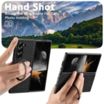 Suteni G3 Carbon Fiber Leather 360 Rotation Holder MagSafe Phone Case, For Samsung Galaxy Z Fold7 5G, For Samsung Galaxy Z Flip7 5G, For Samsung Galaxy Z Flip6 / Flip7 FE, For Samsung Galaxy Z Fold... - Image 3
