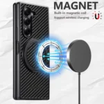 Suteni G3 Carbon Fiber Leather 360 Rotation Holder MagSafe Phone Case, For Samsung Galaxy Z Fold7 5G, For Samsung Galaxy Z Flip7 5G, For Samsung Galaxy Z Flip6 / Flip7 FE, For Samsung Galaxy Z Fold... - Image 5