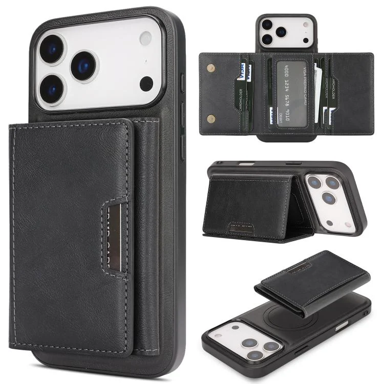 Kalebol Strong Magnetic MagSafe Tri-Fold Wallet Leather Phone Case, For iPhone 17 Pro Max, For iPhone 17 Pro, For iPhone 17