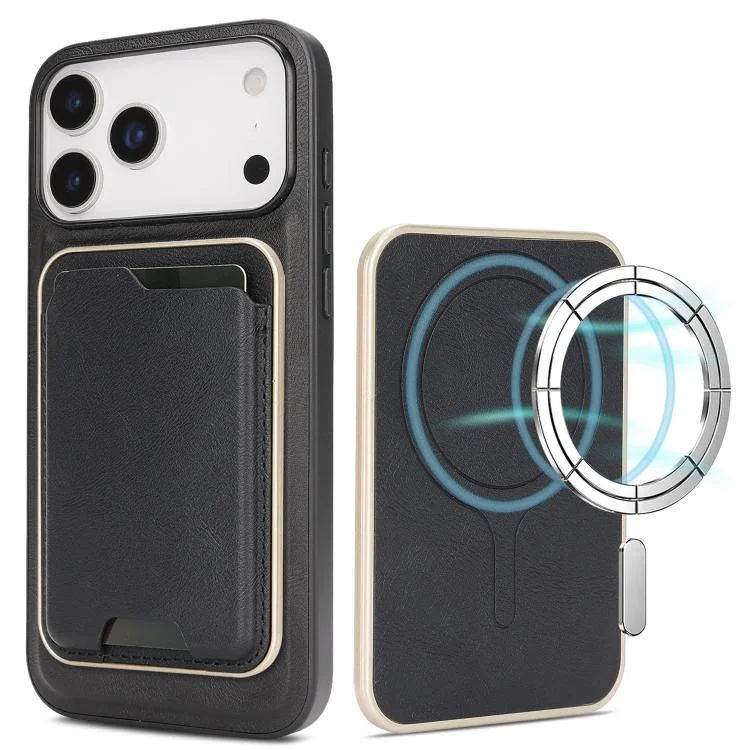 Kalebol Slim MagSafe Ring Magnetic Card Bag Leather Phone Case, For iPhone 17 Pro Max, For iPhone 17 Pro, For iPhone 17