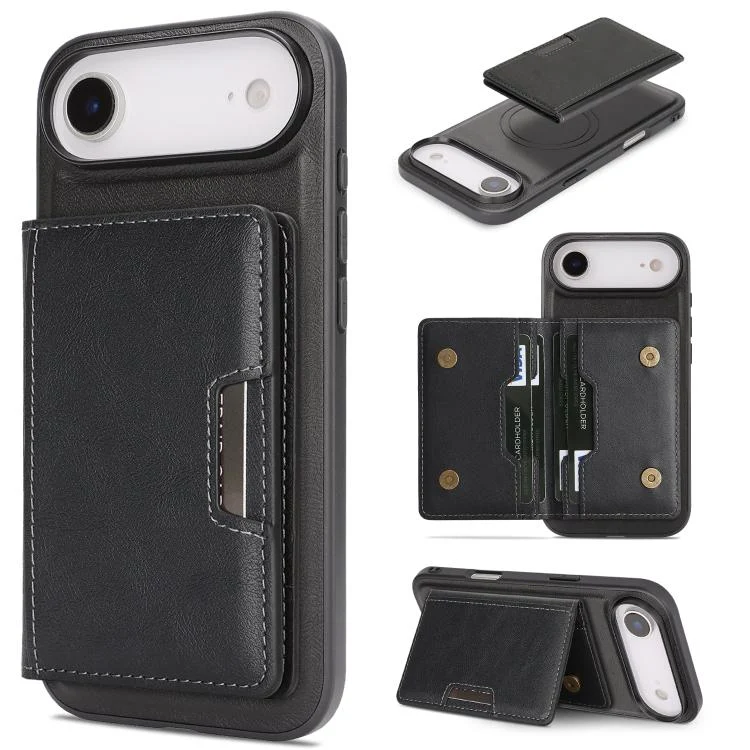 Kalebol Strong MagSafe Magnetic Two-Fold Card Bag Leather Phone Case, For iPhone 17 Air