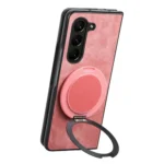 Retro Leather Rotation Round Holder Phone Case, For Samsung Galaxy Z Fold4 - Image 4