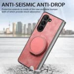 Retro Leather Rotation Round Holder Phone Case, For Samsung Galaxy Z Fold4 - Image 6