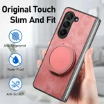 Retro Leather Rotation Round Holder Phone Case, For Samsung Galaxy Z Fold4 - Image 7