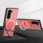 Retro Leather Rotation Round Holder Phone Case, For Samsung Galaxy Z Fold4 - Image 8