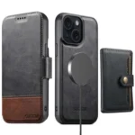 Suteni Q06S1 3-in-1 Splicing Detachable Wallet MagSafe Leather Phone Case, For iPhone 15 Plus, For iPhone 15, For iPhone 14 Plus, For iPhone 14, For iPhone 14 Pro, For iPhone 14 Pro Max