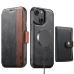 Suteni Q07S1 3-in-1 Detachable Wallet MagSafe Splicing Leather Phone Case, For iPhone 15 Plus, For iPhone 15, For iPhone 14 Plus, For iPhone 14, For iPhone 14 Pro, For iPhone 14 Pro Max