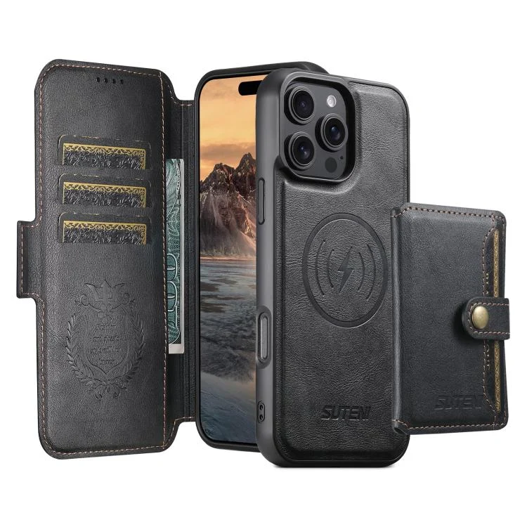 SYA002985107A_1.webp Suteni Q07S1 3-in-1 Detachable Wallet MagSafe Splicing Leather Phone Case, For iPhone 15 Plus, For iPhone 15, For iPhone 14 Plus, For iPhone 14, For iPhone 14 Pro, For iPhone 14 Pro Max - Image 3