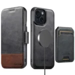 Suteni Q06S2 3-in-1 Detachable Vertical Flip Wallet MagSafe Splicing Leather Phone Case, For iPhone 15 Plus, For iPhone 15, For iPhone 14 Plus, For iPhone 14, For iPhone 14 Pro, For iPhone 14 Pro Max