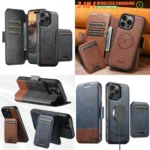 Suteni Q06S2 3-in-1 Detachable Vertical Flip Wallet MagSafe Splicing Leather Phone Case, For iPhone 16 Pro Max, For iPhone 16 Pro, For iPhone 16 Plus, For iPhone 16, For iPhone 15 Pro Max... - Image 2